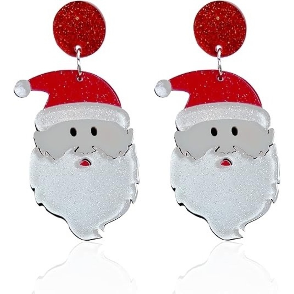 Acrylic Santa Christmas‎ Earrings Red and White Stockings Snowman